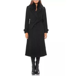 Vince Camuto Faux Fur Trim Belted Wrap Coat